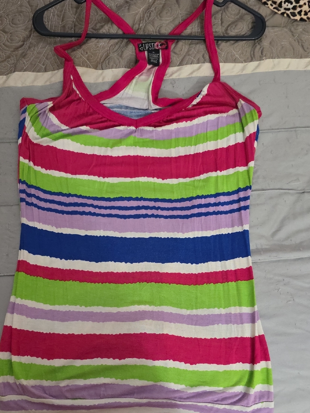 Lipstick Boutique Pink Striped Racerback Tank Top